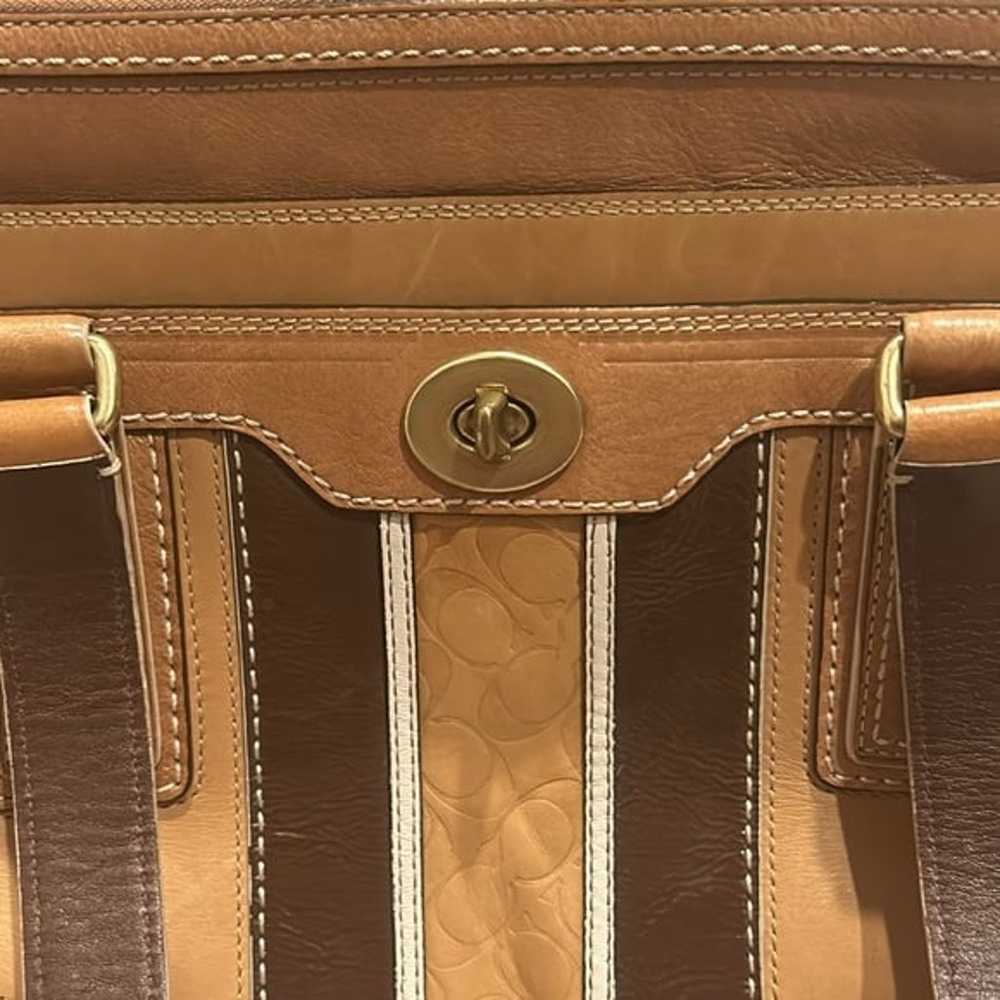 VINTAGE COACH HAMPTON LEATHER TAN BROWN SHOULDER … - image 3