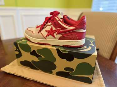 Bape Gray & Red STA #5 Sneakers - image 1