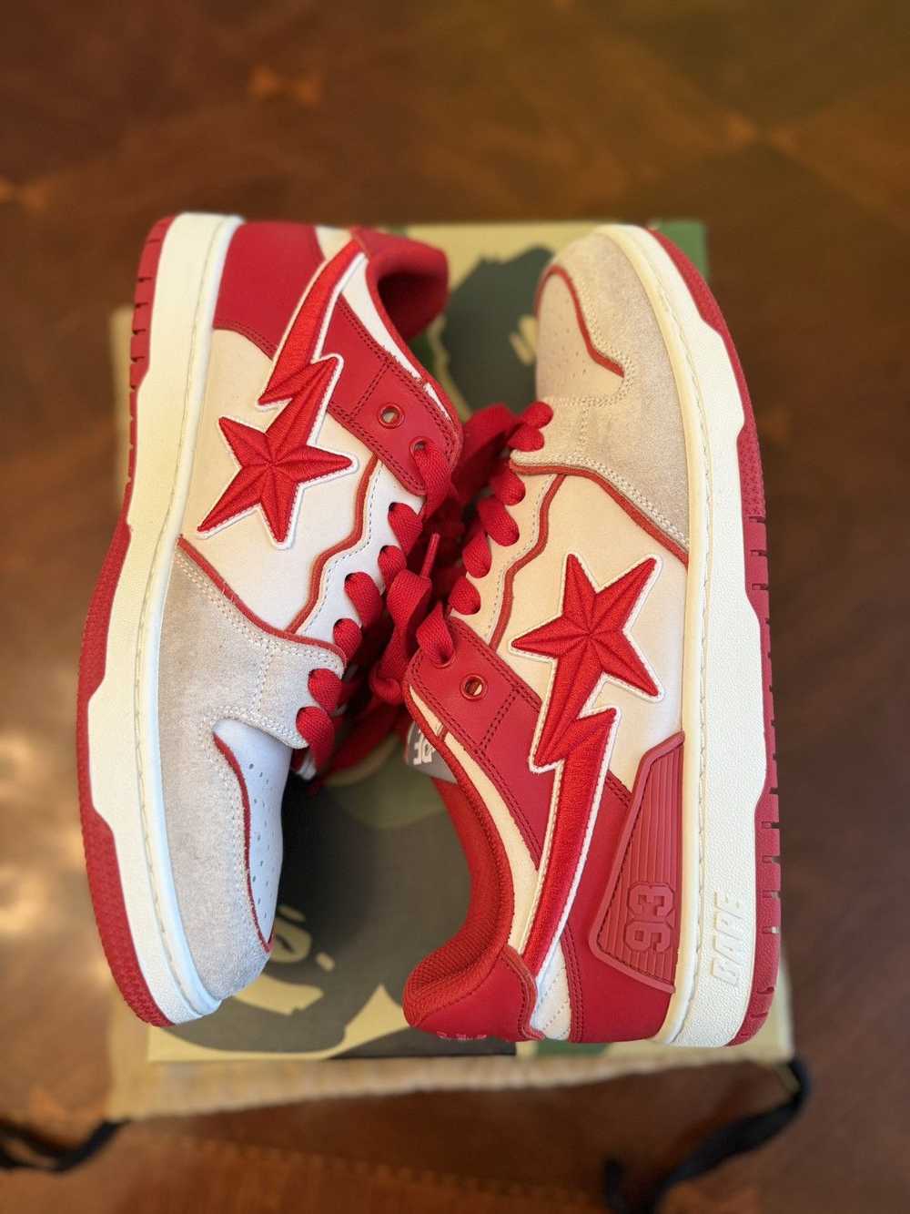 Bape Gray & Red STA #5 Sneakers - image 4