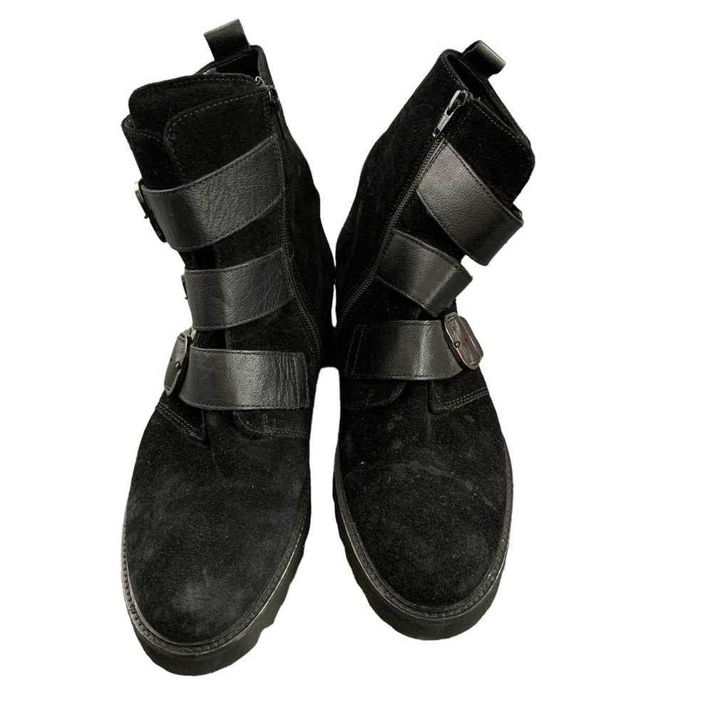 Gabor Buckled Boots US Size 7 Black Suede Leather… - image 2