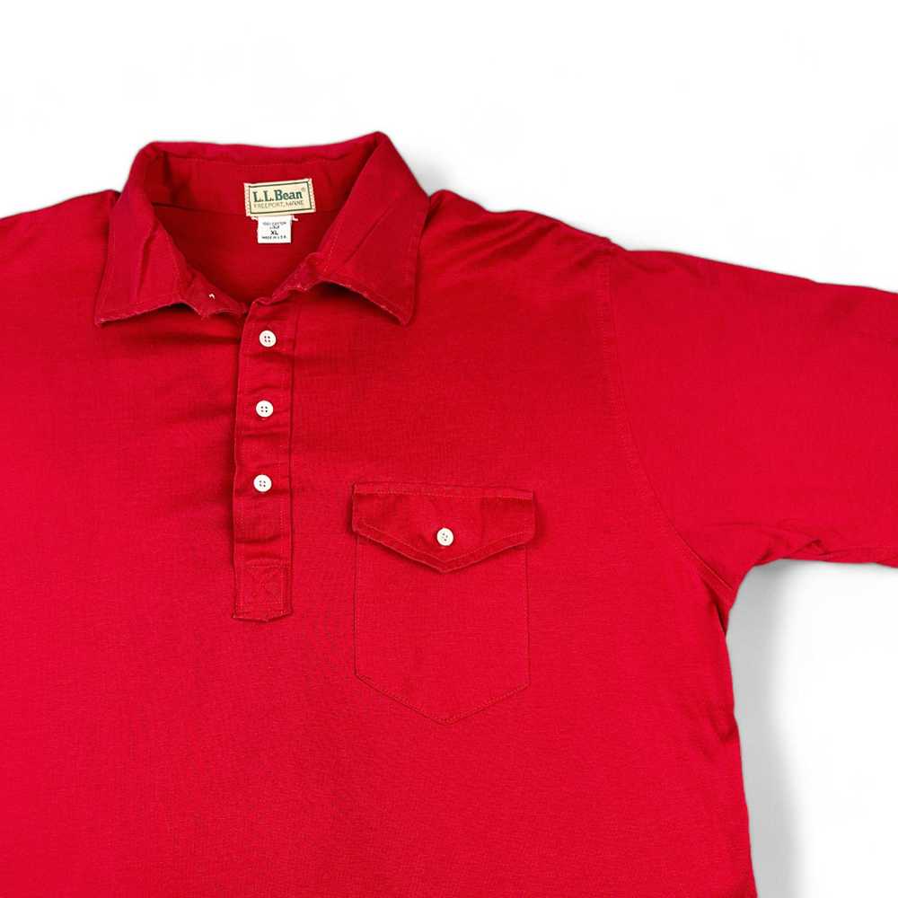 L.L. Bean Vintage LL Bean Polo Shirt Red Pocket 8… - image 2