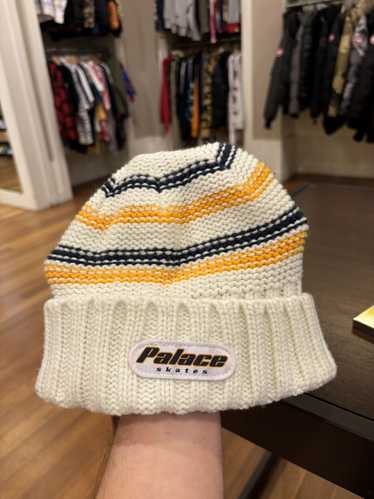 Palace Palace Striped Ribbed Beanie White