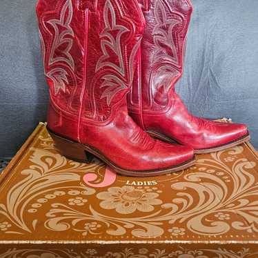 Vintage Red Leather Cowboy Boots