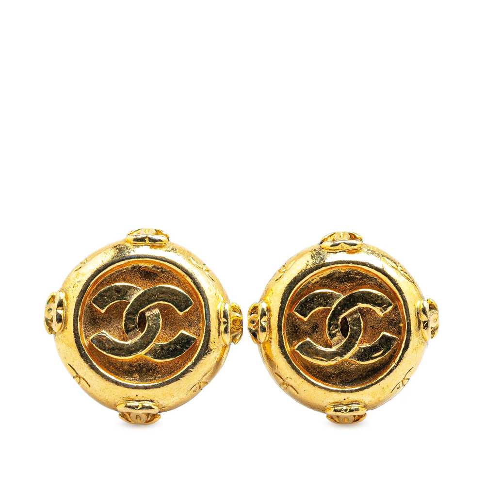 Gold Chanel Gold Plated CC Clip On Earrings - image 1