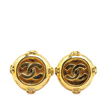 Gold Chanel Gold Plated CC Clip On Earrings