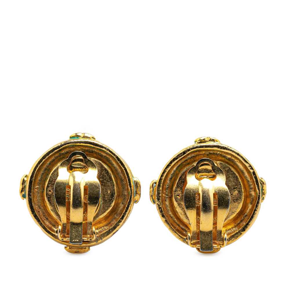 Gold Chanel Gold Plated CC Clip On Earrings - image 2