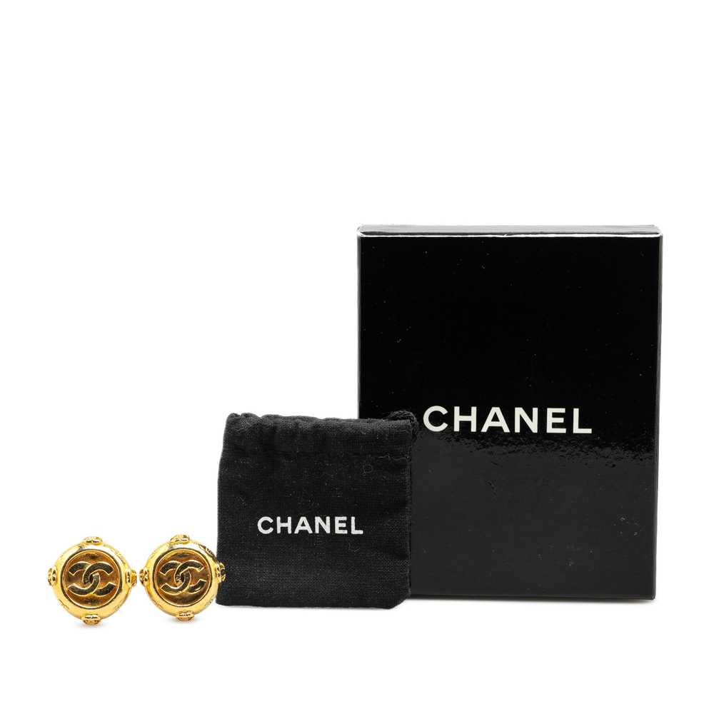 Gold Chanel Gold Plated CC Clip On Earrings - image 4