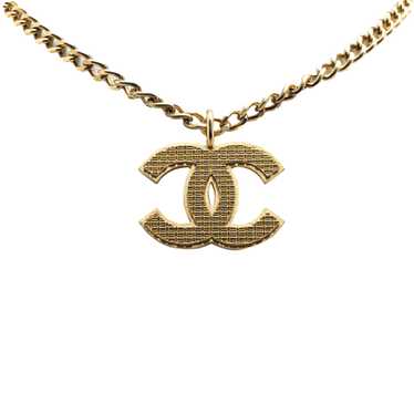 Gold Chanel Gold Plated CC Pendant Necklace