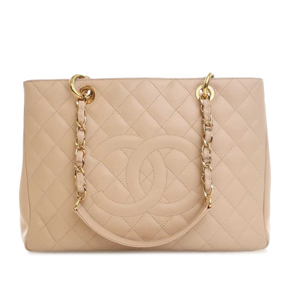 Beige Chanel Caviar Grand Shopping Tote - image 1