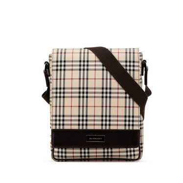 Beige Burberry House Check Canvas Crossbody