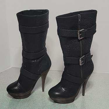 Elizabeth & James Black Leather E-Gasp Boots Knee 