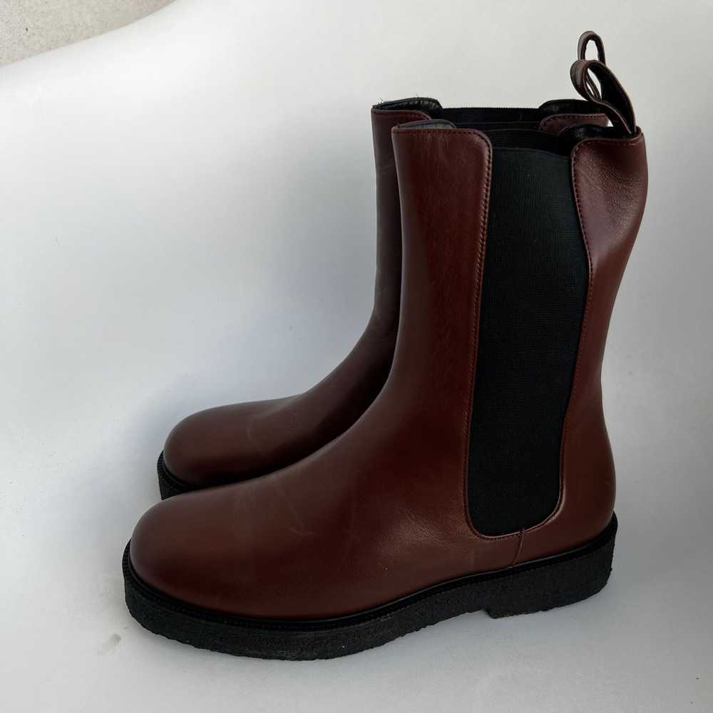 STAUD Leather Dark brown Black Palamino Boots siz… - image 4