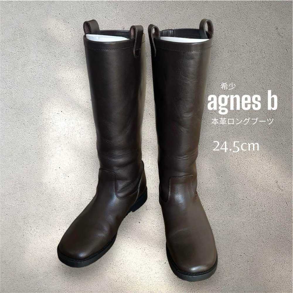 Rare agnes b. Leather Long Boots Dark Brown 24.5cm - image 1