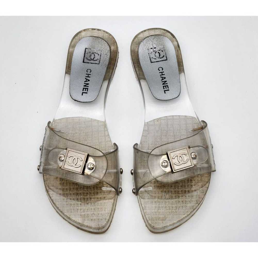 Vintage Chanel CC Logo Clear Jelly Slip On Slides… - image 2