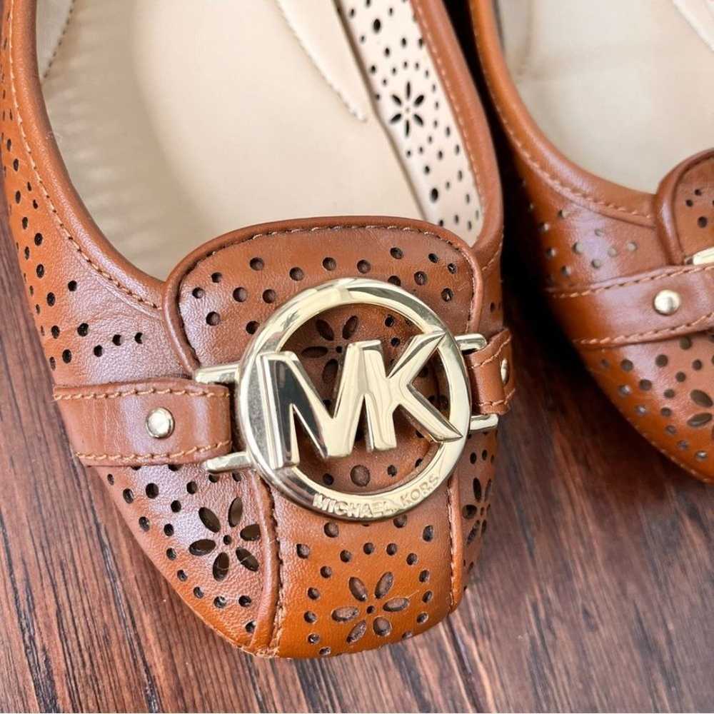 Michael Kors ballet flats cognac brown tan gold h… - image 3