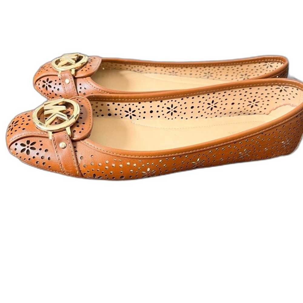 Michael Kors ballet flats cognac brown tan gold h… - image 6