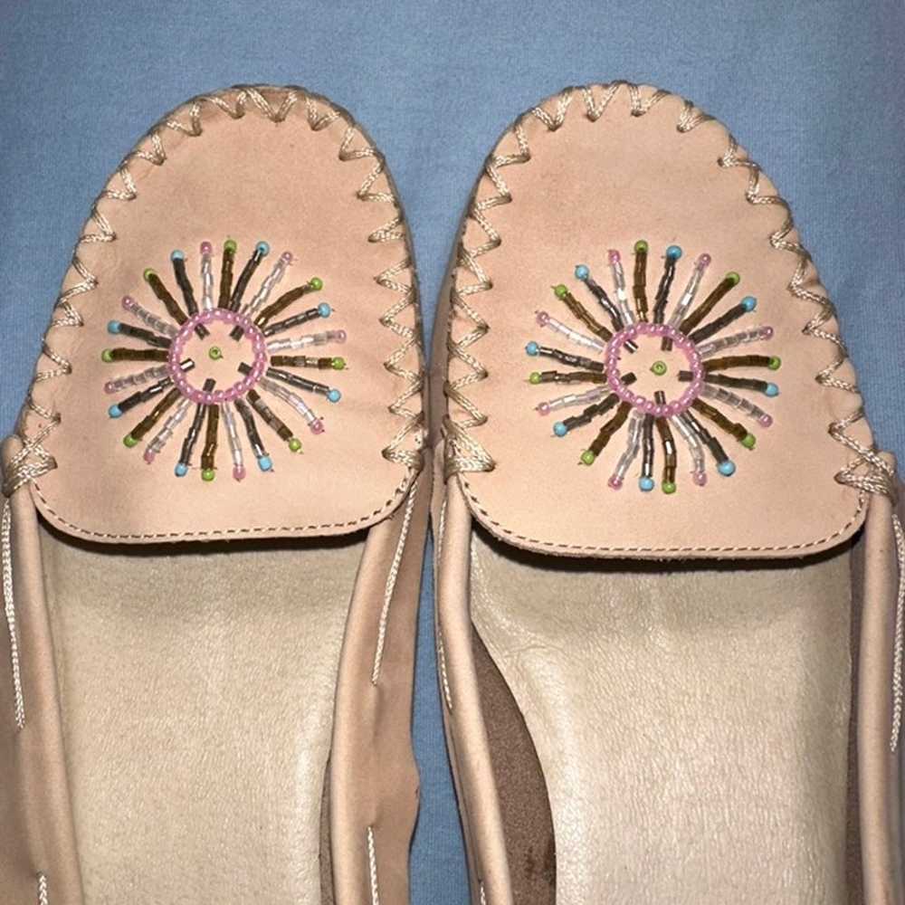 Coldwater Creek pale pink leather beaded shoes - image 2