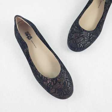 SAS Shoes Lacey Floral Lace Leather Ballet Flats S