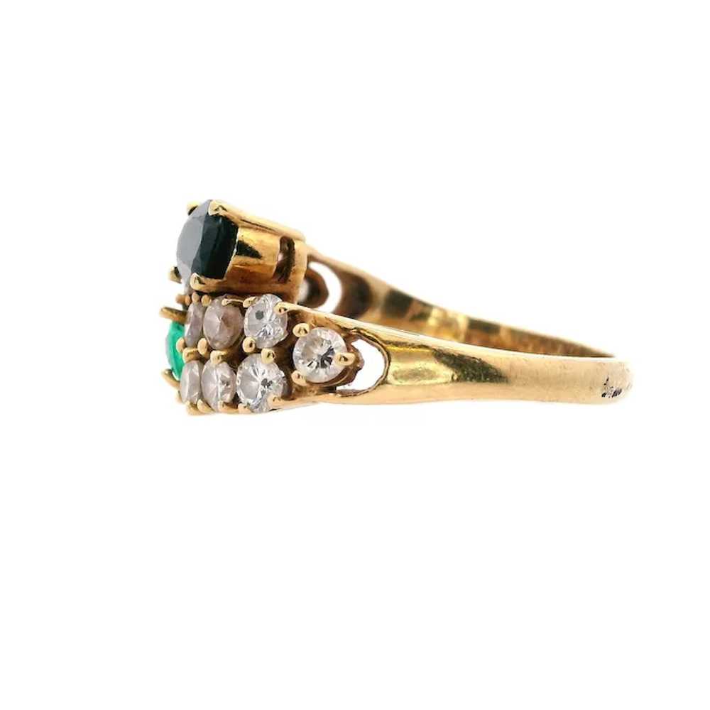 Vintage 18kt Gold Ring with Diamonds, Emerald and… - image 3