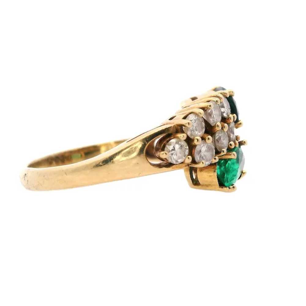 Vintage 18kt Gold Ring with Diamonds, Emerald and… - image 4