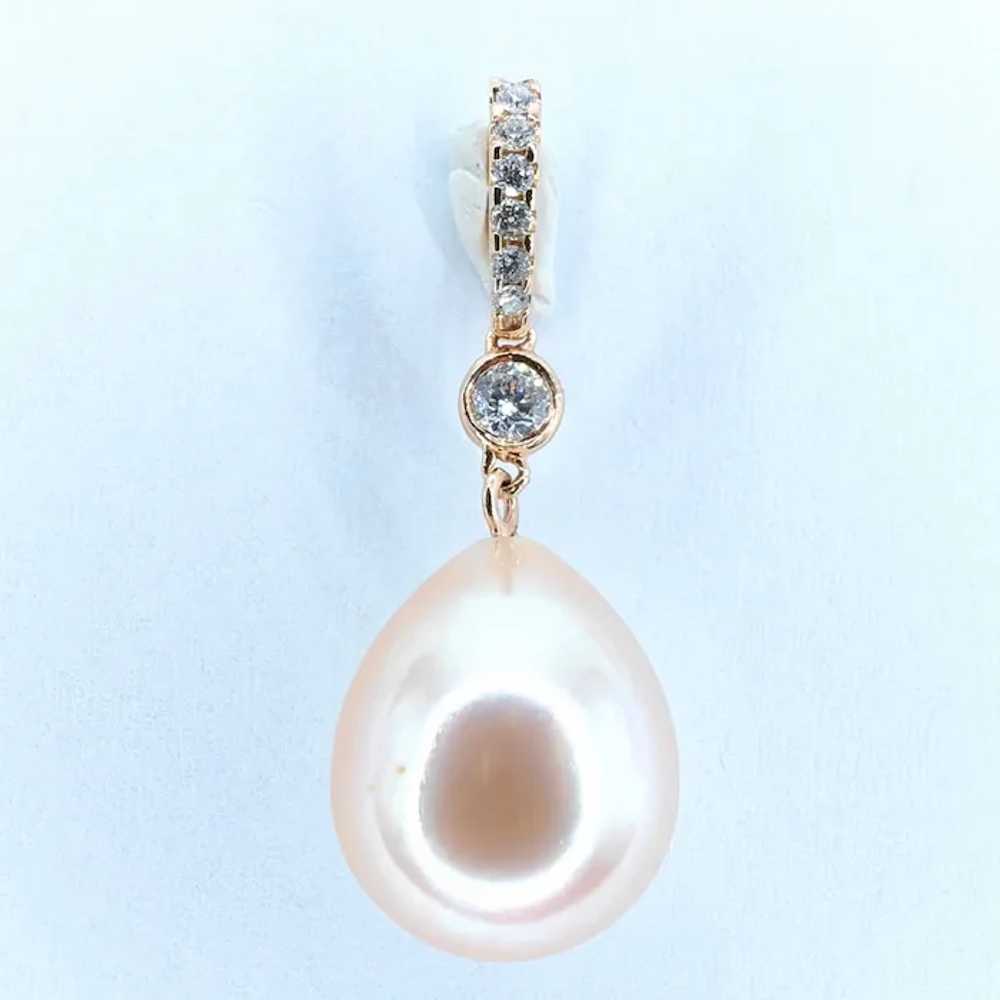 Pink Teardrop Baroque Pearl Diamond Necklace Pend… - image 4