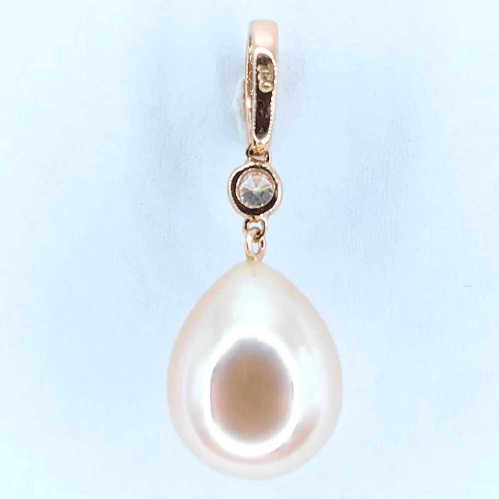 Pink Teardrop Baroque Pearl Diamond Necklace Pend… - image 5