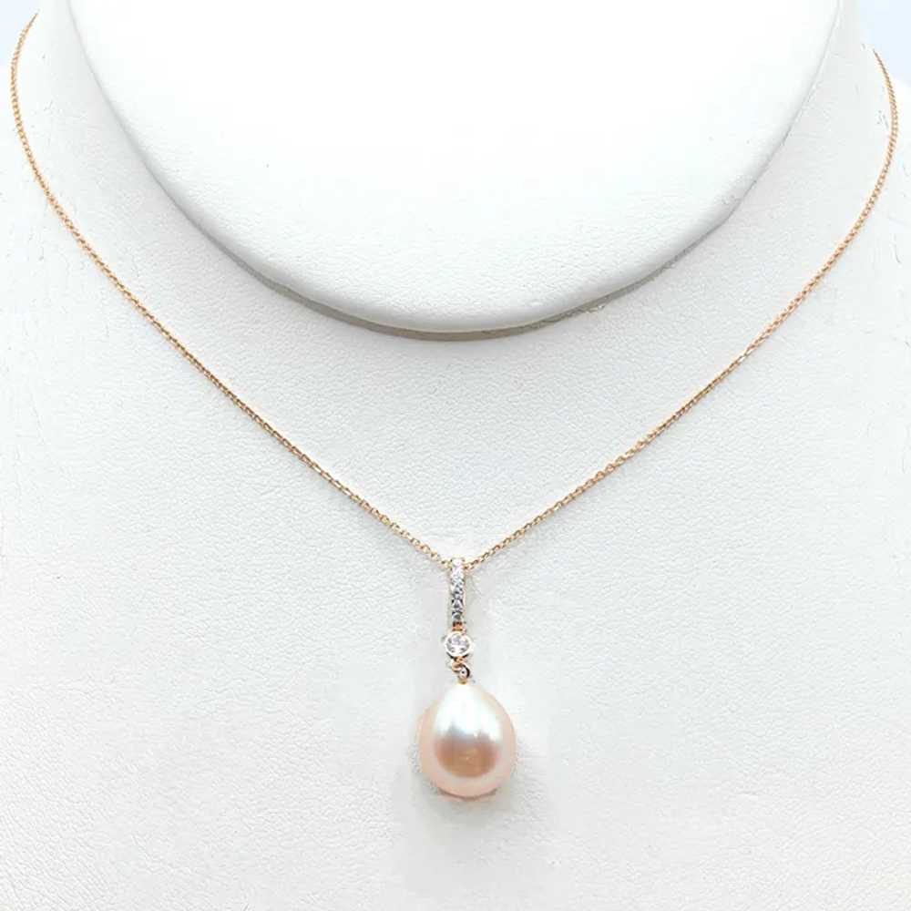 Pink Teardrop Baroque Pearl Diamond Necklace Pend… - image 7