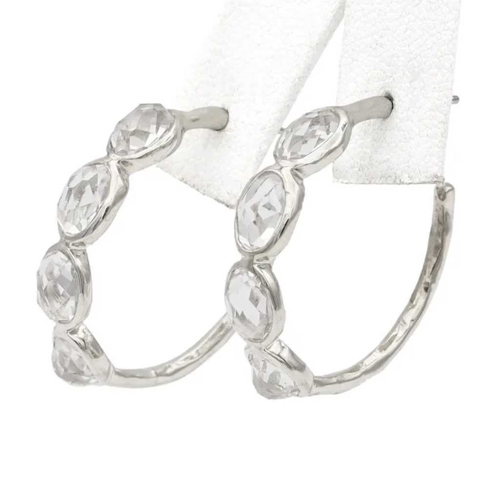 Vintage Ippolita Sterling Silver White Topaz Hoop… - image 3