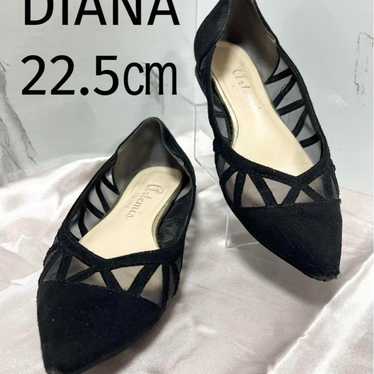 DIANA♡ 22.5cm Black Suede Lace Flat Pumps - image 1