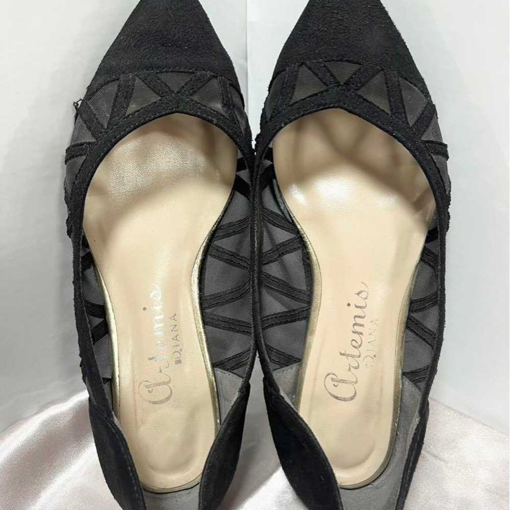 DIANA♡ 22.5cm Black Suede Lace Flat Pumps - image 7