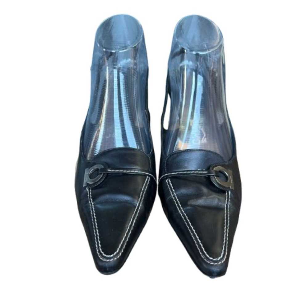 Vintage Salvatore Ferragamo Leather Slingback Kit… - image 2