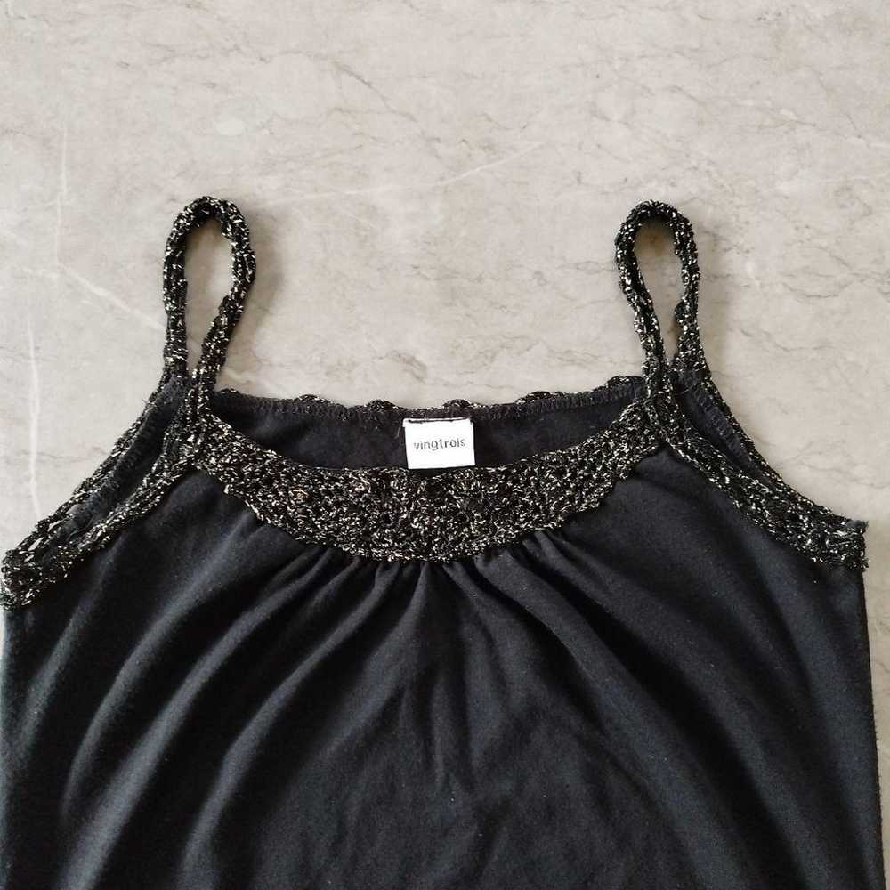 Camisole tank top, crochet, vintage, size M, black - image 3