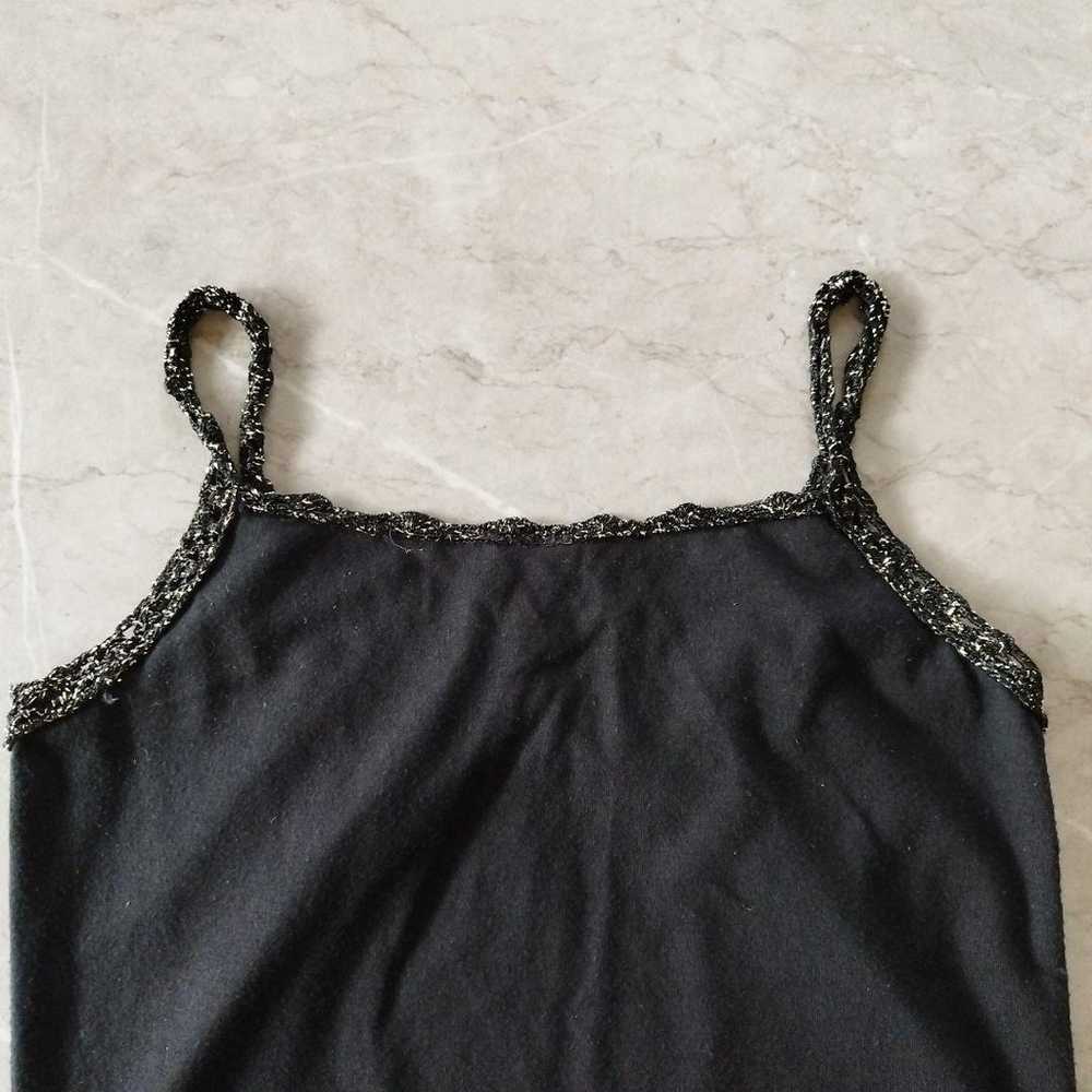 Camisole tank top, crochet, vintage, size M, black - image 4