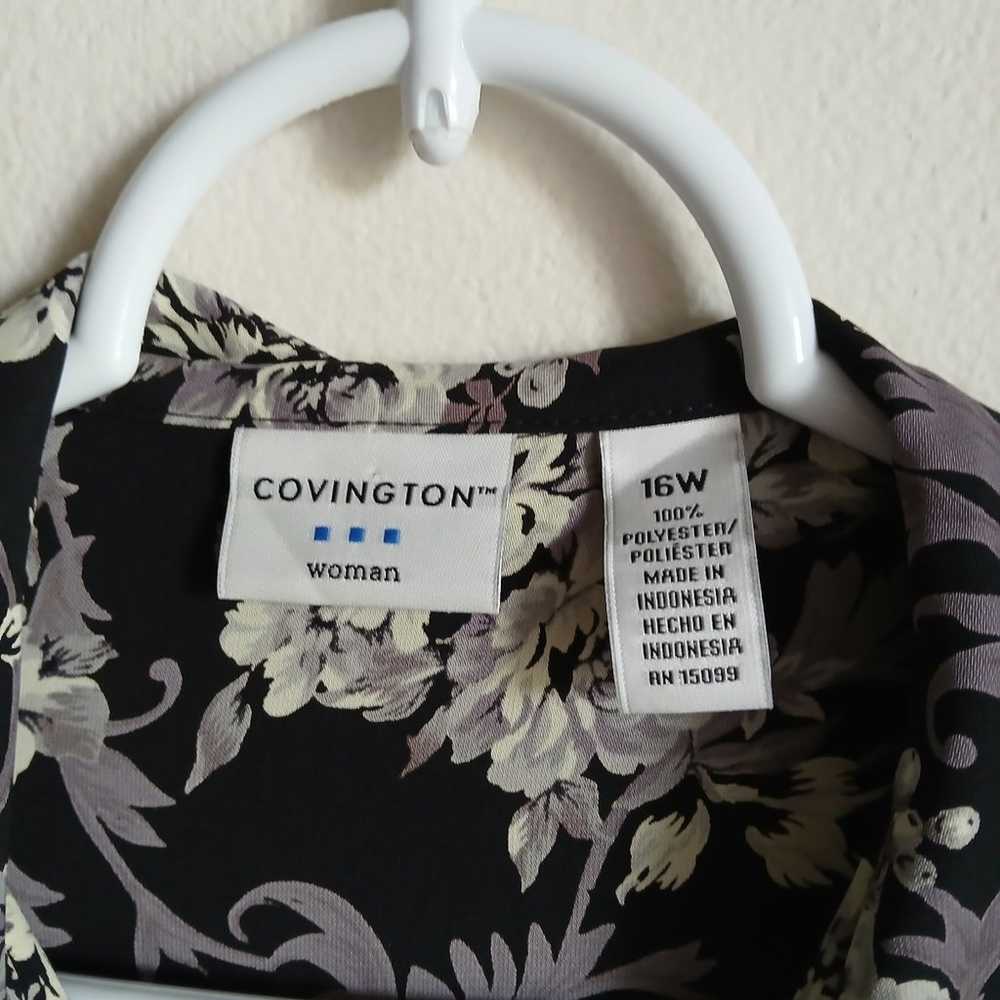 Covington Woman 16W Black Floral Blouse....v21 - image 3