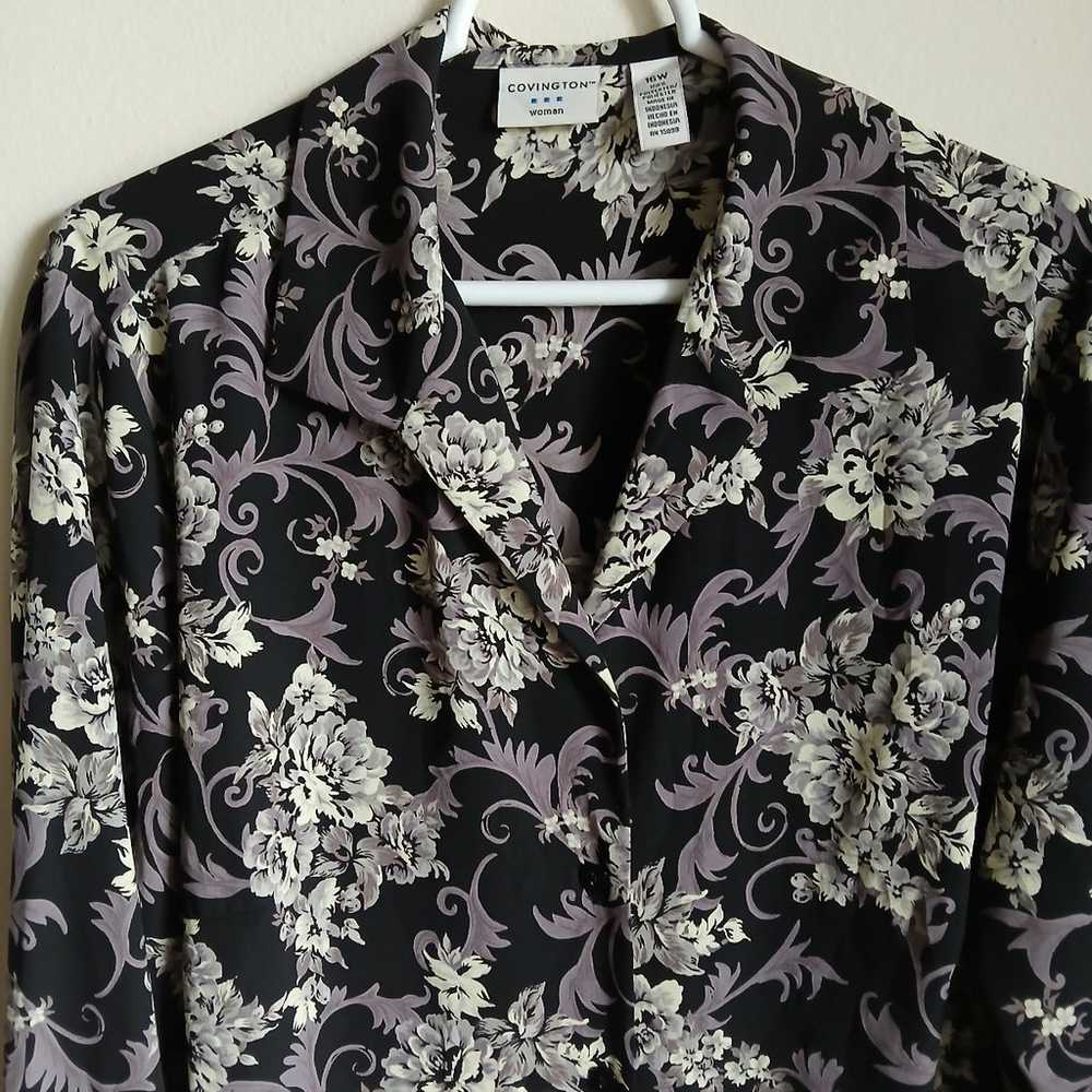 Covington Woman 16W Black Floral Blouse....v21 - image 5