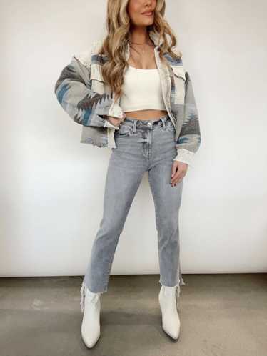 Lane 201 Vervet Grey High Rise Crop Flare Denim