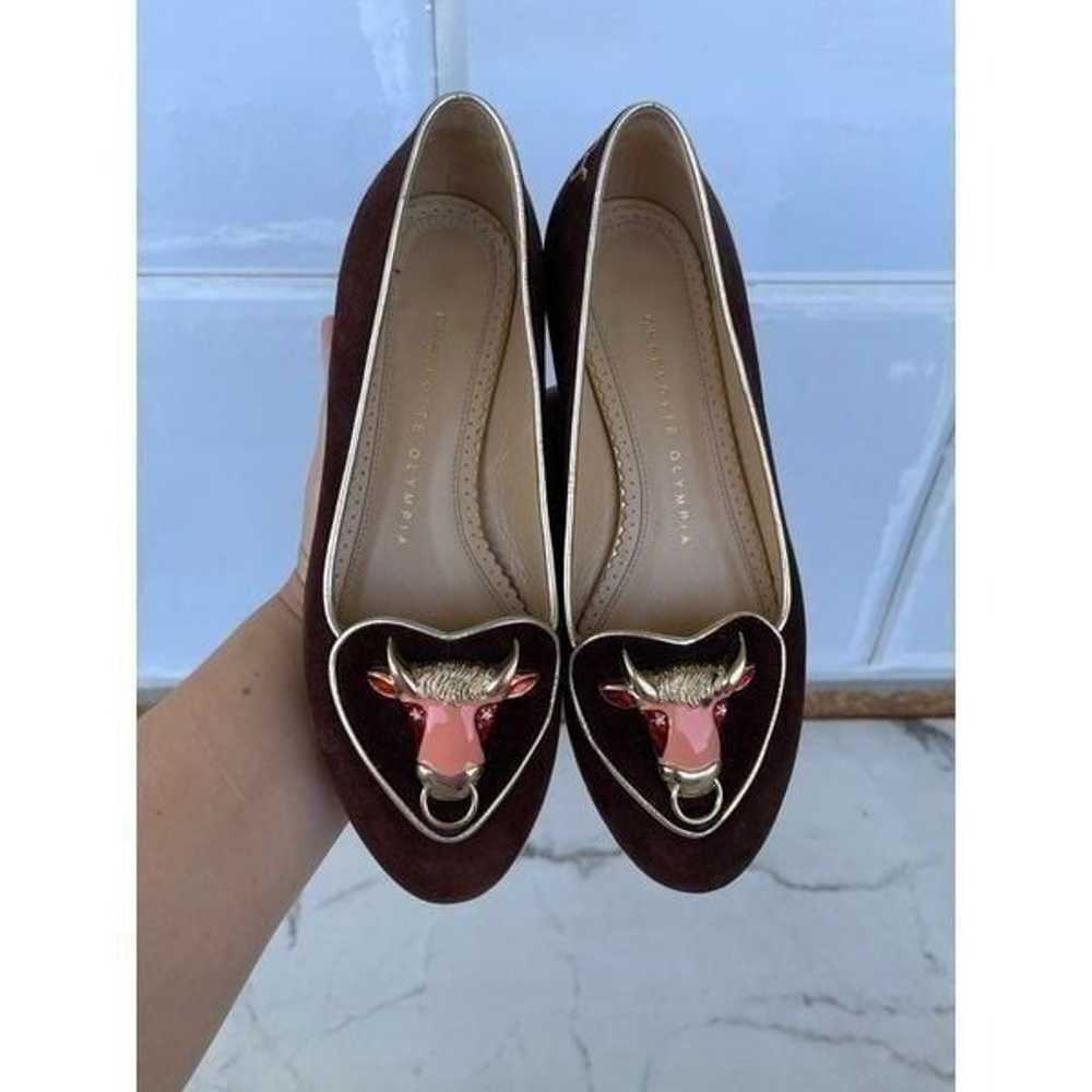 Charlotte Olympia brown suede Taurus Bull flats 3… - image 11