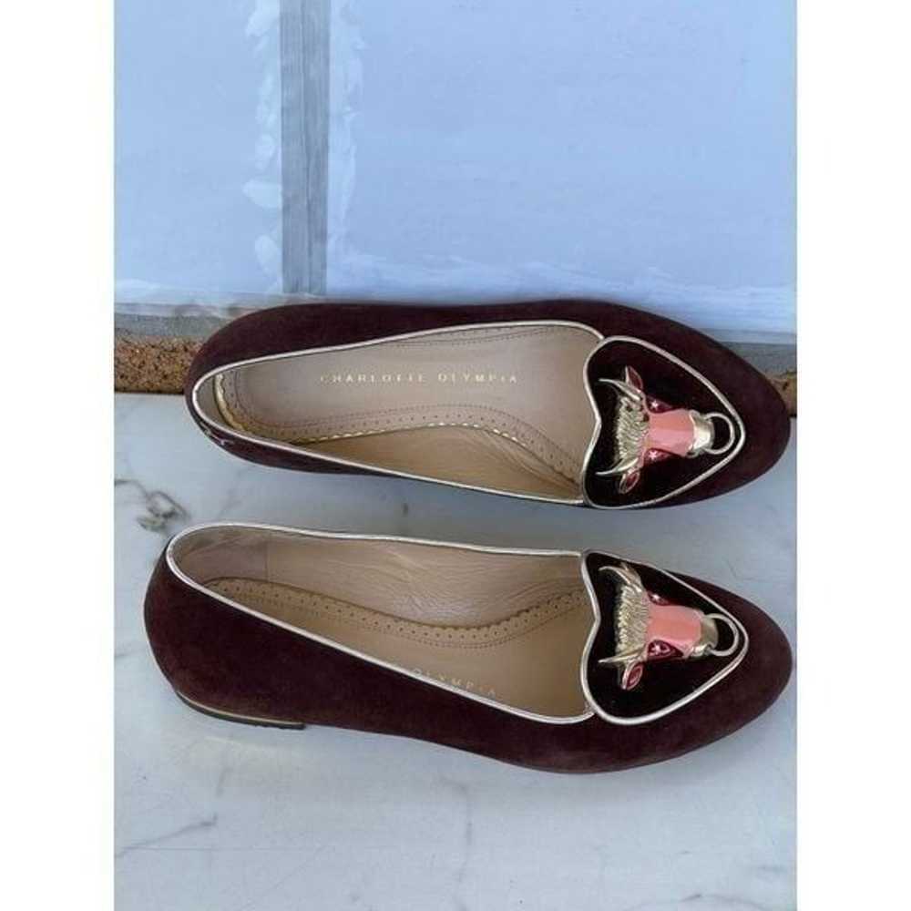 Charlotte Olympia brown suede Taurus Bull flats 3… - image 3