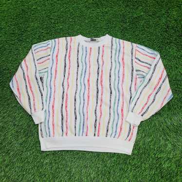 Vintage Vintage Rainbow Stripes Sweater Women Lar… - image 1