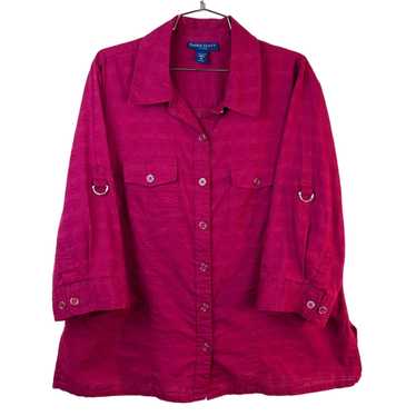 Other Karen Scott Womens 1X Magenta Cotton Button… - image 1