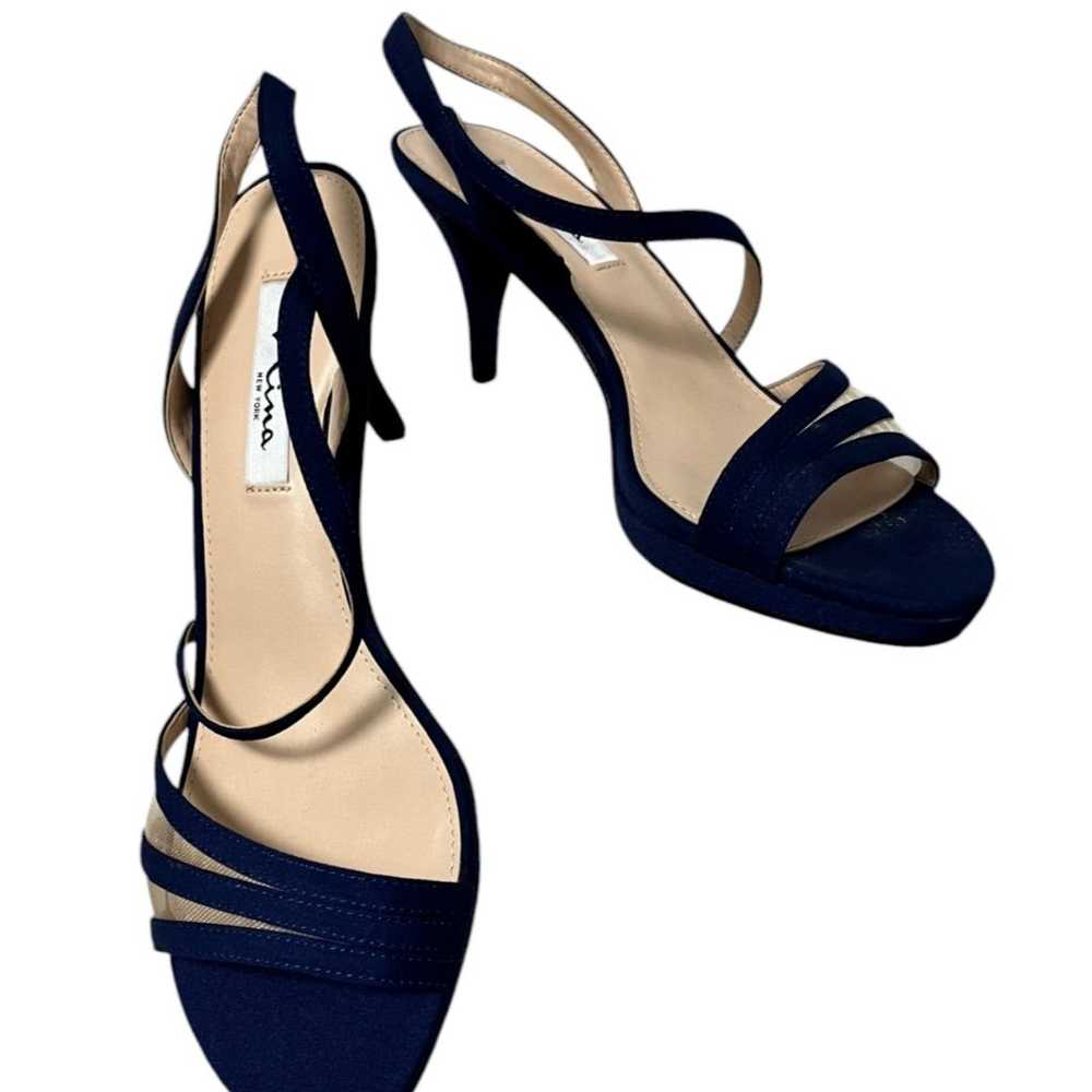 Nina Blue Nazima Mesh Open Toe Slingback 3" Heels… - image 3