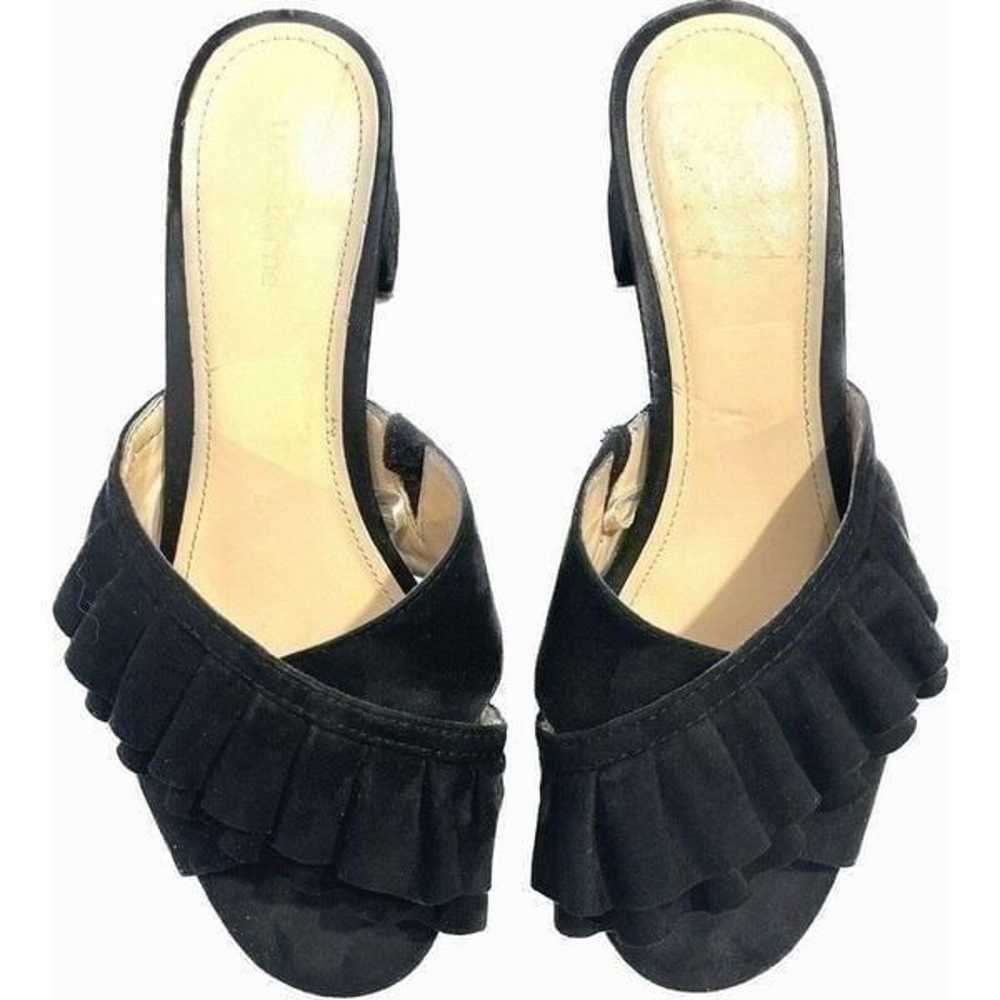 LIZ CLAIBORNE Erika Black Ruffled Mules Block Hee… - image 1