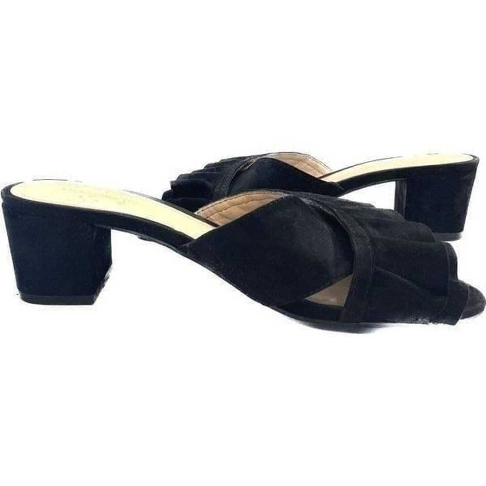 LIZ CLAIBORNE Erika Black Ruffled Mules Block Hee… - image 2