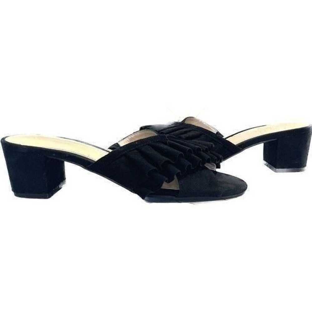 LIZ CLAIBORNE Erika Black Ruffled Mules Block Hee… - image 3