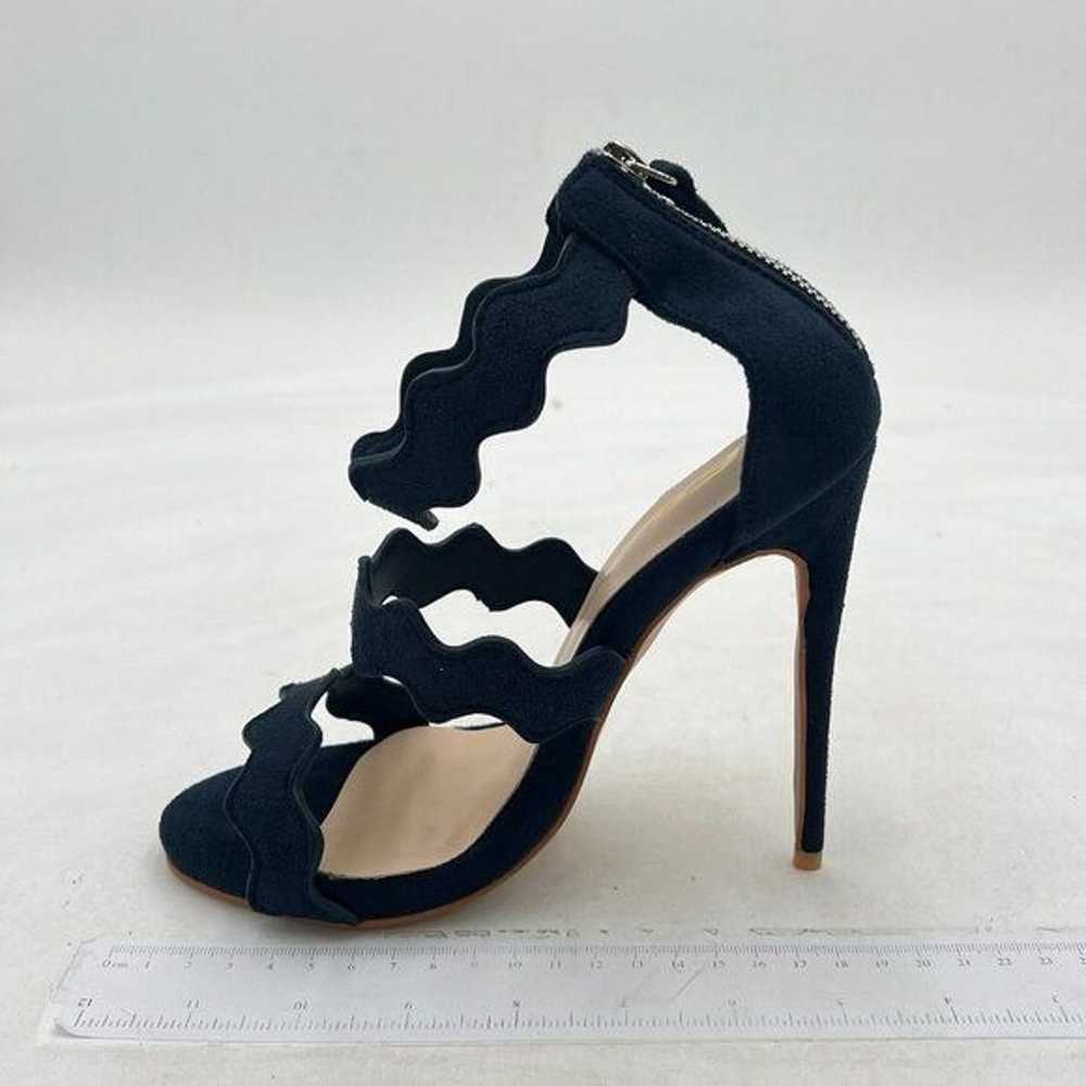 FSJ Navy Hot Open Toe Strappy Heeled Sandals Sued… - image 2