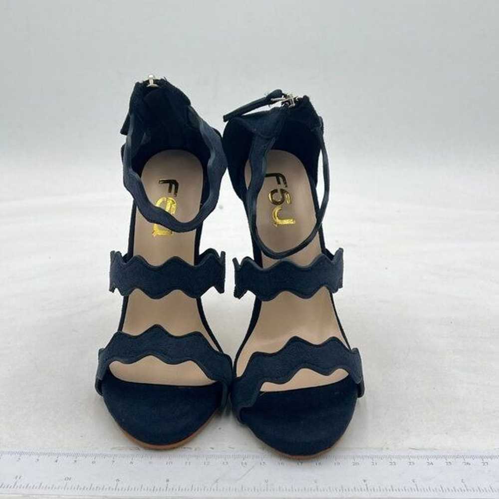 FSJ Navy Hot Open Toe Strappy Heeled Sandals Sued… - image 3