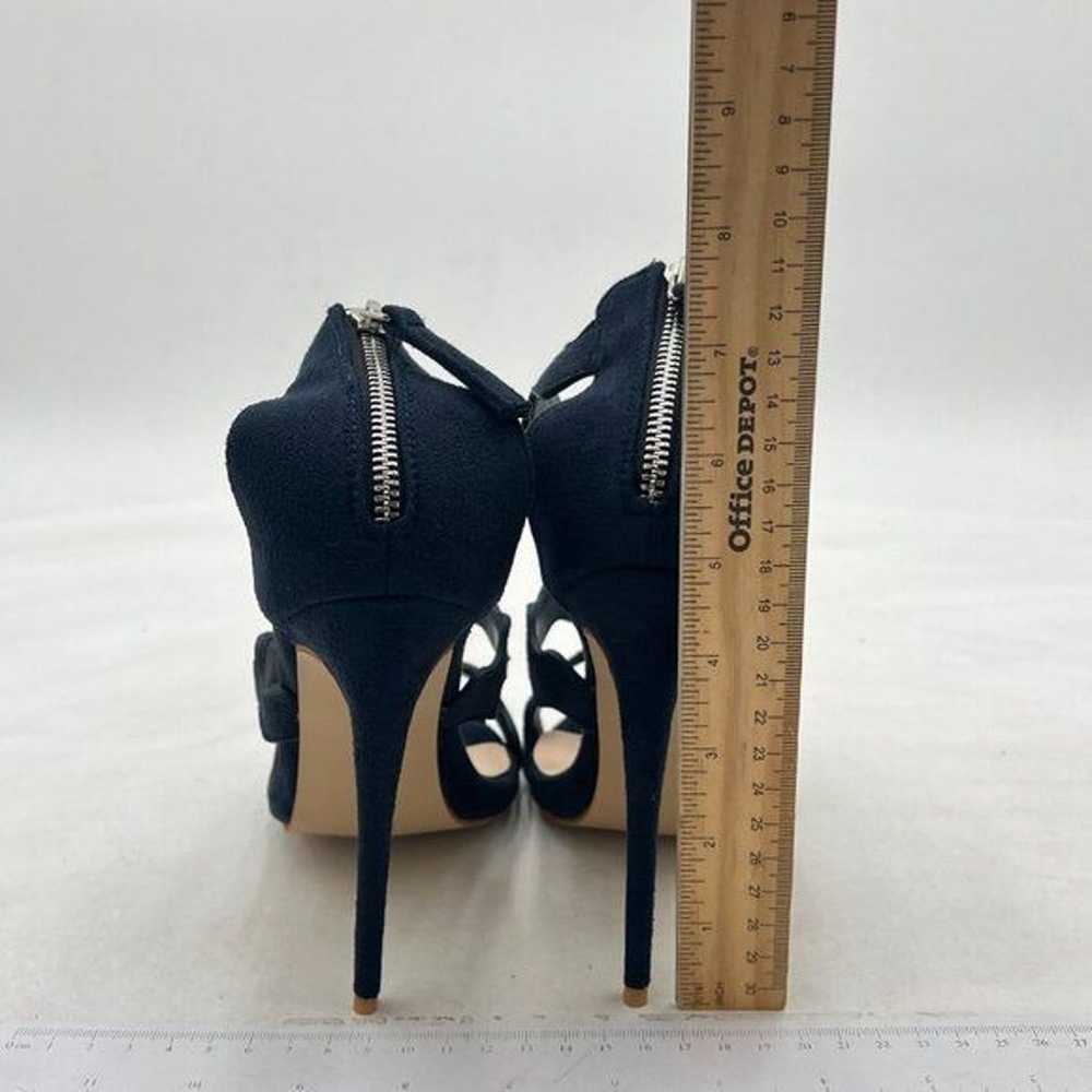 FSJ Navy Hot Open Toe Strappy Heeled Sandals Sued… - image 5