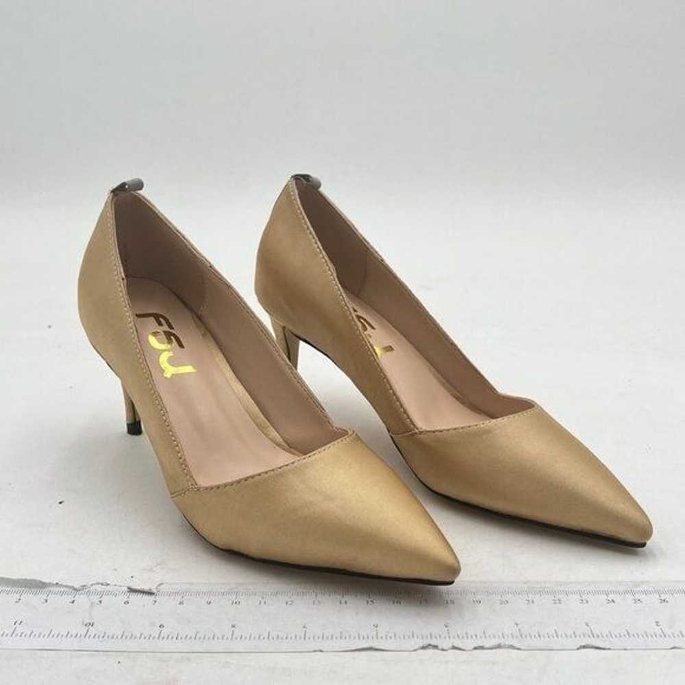 FSJ Gold High Heels Slide Pumps Pointed Toe Party… - image 3