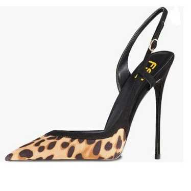 FSJ Leopard Print Pointed Toe D'Orsay High Heel S… - image 1