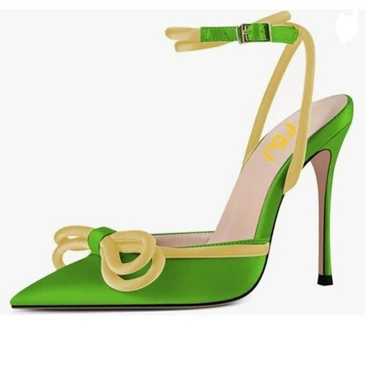 FSJ Lime Green Pointy Toe Stiletto High Heel Sanda